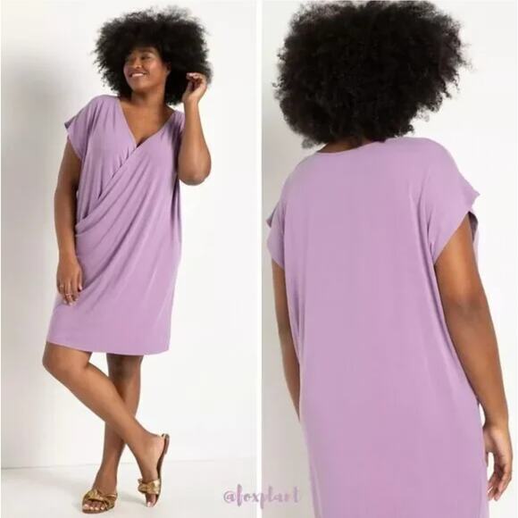 New!  Eloquii purple Surplice dolman sleeve Wedge wrap Dress,‎  plus size 22/24 - Picture 1 of 16